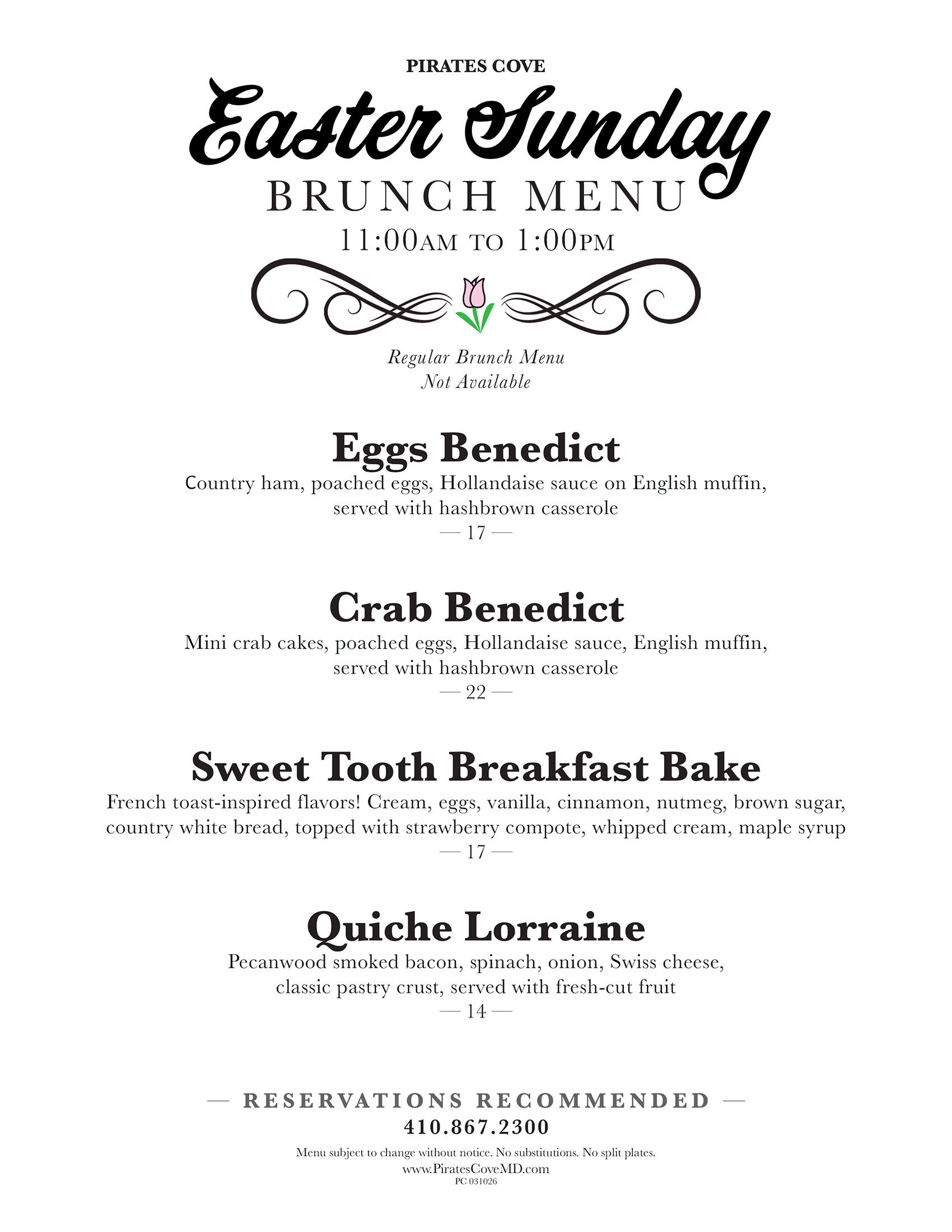 PC Easter BRUNCH MENU 031026 FULL LTR WEB